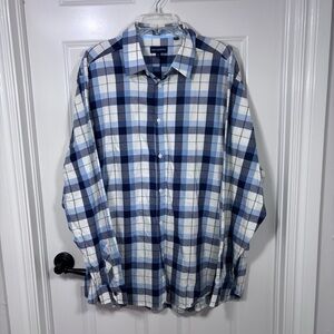 NWT Jack Maverick Long Sleeve Button Up Shirt Men’s XXL Blue White Plaid